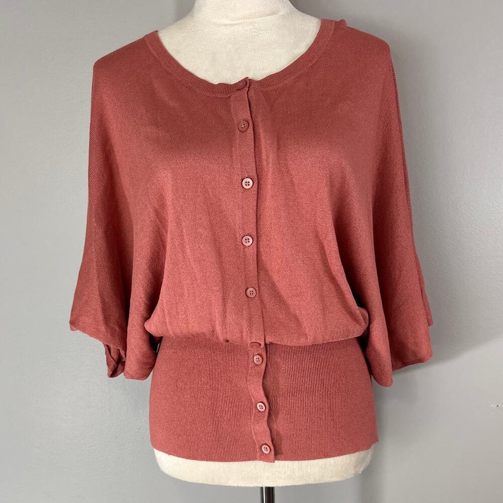 CAbi 5284 Brick Rose Button Up Kimono Cardigan Lightweight Loose Fit Sz M